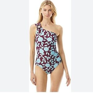 Kate Spade New York Geranium Grove Buckle One Shoulder One-Piece Swimsuit